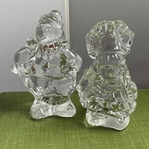 Pair Glass Clown Figurine‎ Paperweights Not the Creepy Clowns